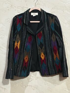 anii By natural Vintage Artsy Textured Lined Blazer Jacket size Medium